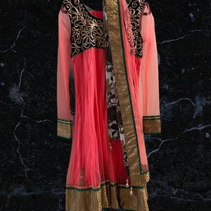 3pc Indian Anarkali Churidar velvet zari border S